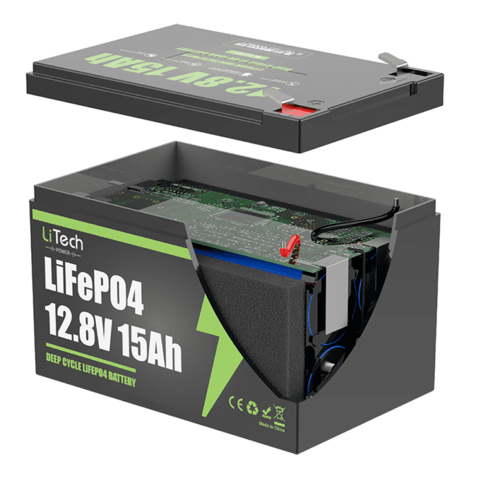 LiTech Power LiFePO4 12V/12.8V 15Ah Battery Pack - Image 2