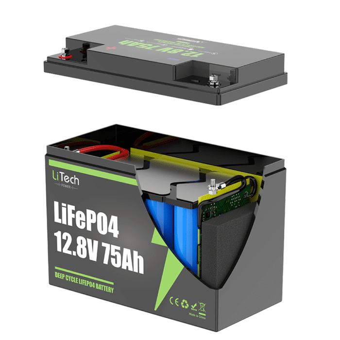 LiTech Power LiFePO4 12V/12.8V 75Ah Battery Pack - Image 2