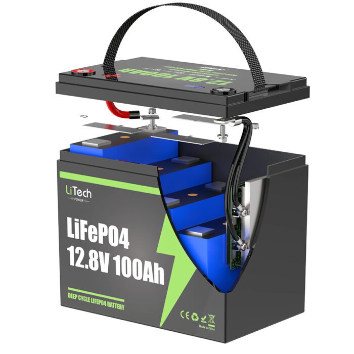 LiTech Power LiFePO4 12.8V 12V 100Ah Lithium Battery Pack - Image 2