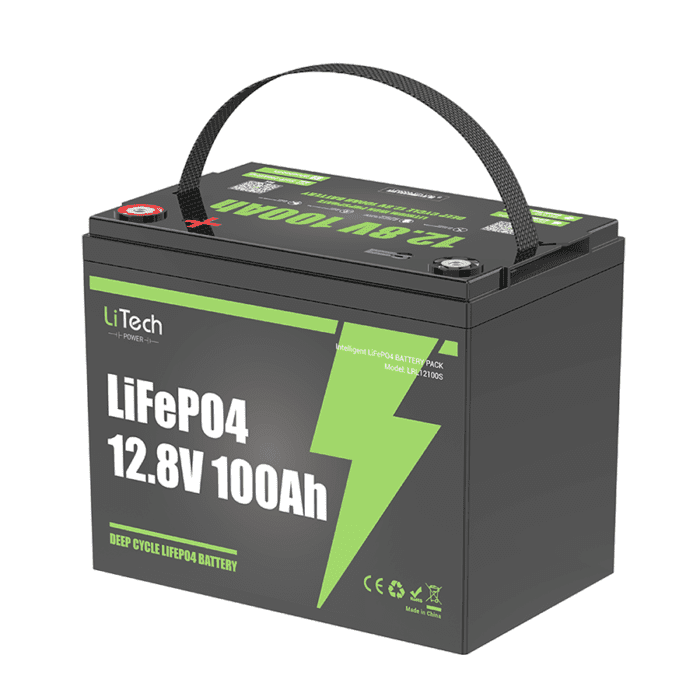 LiTech Power LiFePO4 12.8V 100Ah Battery with BuleTooth and Heanting