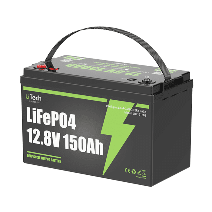 LiTech Power LiFePO4 12V/12.8V 150Ah Battery with BlueTooth and Heating
