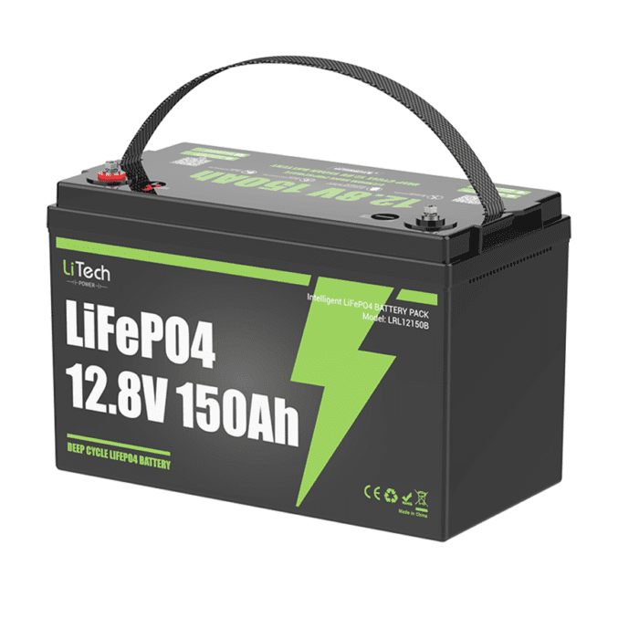LiTech Power LiFePO4 12V/12.8V 150Ah Battery with BlueTooth