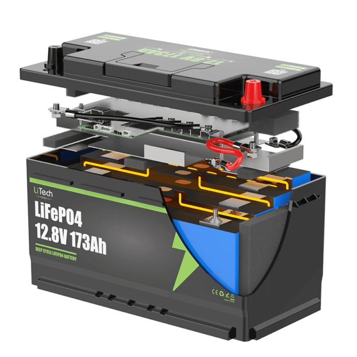 LiTech Power LiFePO4 12.8V 173Ah 4S1P Battery with BlueTooth and Heating - Image 2