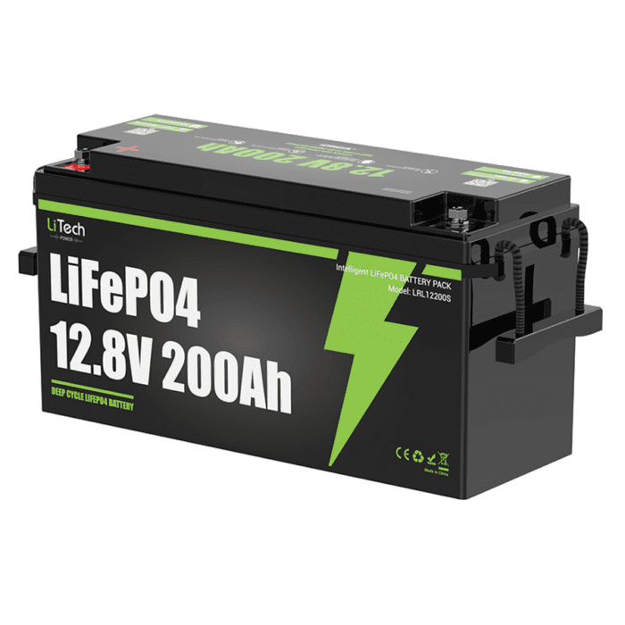LiTech Power LiFePO4 12V/12.8V 200Ah Battery with BlueTooth and Heating