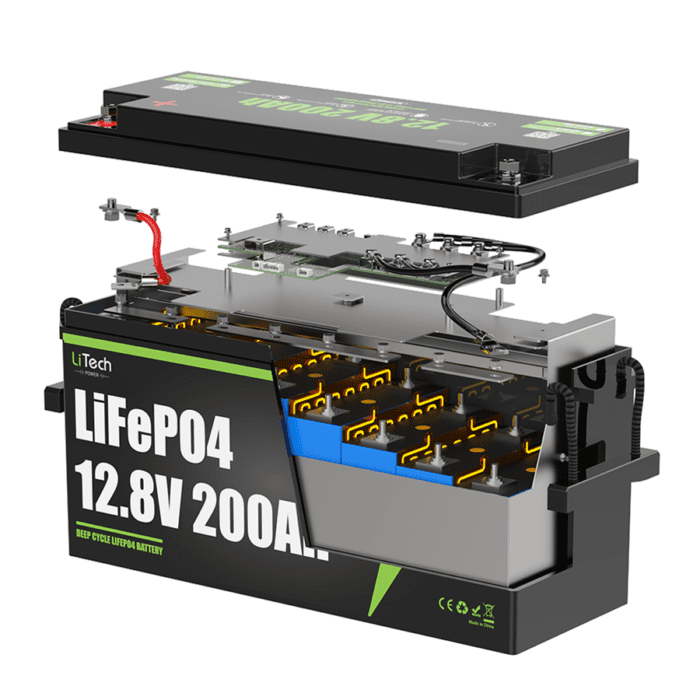 LiTech Power LiFePO4 12V/12.8V 200Ah Battery with BlueTooth and Heating - Image 2